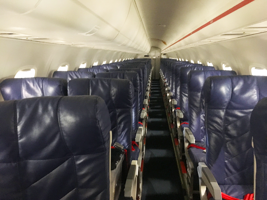 Interior of Embraer ERJ-145 Blue Leather Seats – New United Goderich